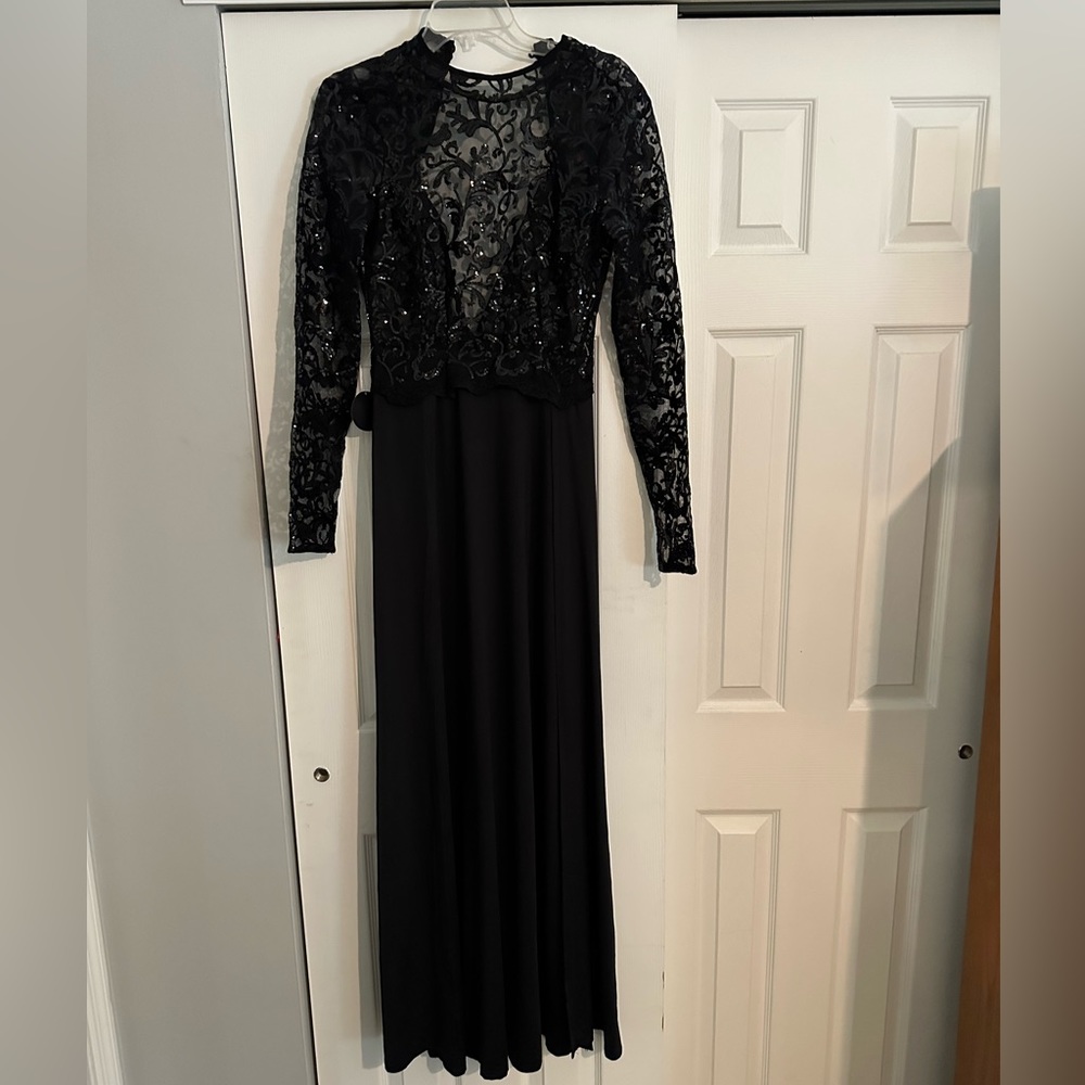 Black Long Sleeve Hight Neck Gown